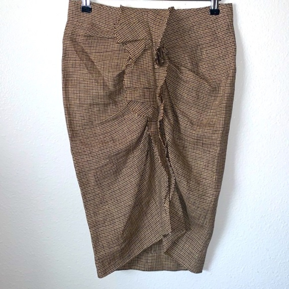 ISABEL MARANT ETOILE 100% LINEN PLAID SKIRT IN NEUTRAL COLORS SIZE 36 (U…